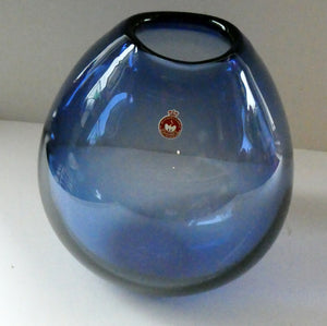 LARGE Danish HOLMEGAARD Glass "Soap Bubble" Vase. Designed by Per Lutken. Signed & dated 1961