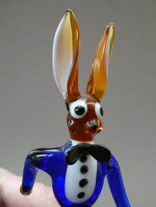 1950s British Lampwork Glass Animal by Pirelli Glass. Walking Rabbit