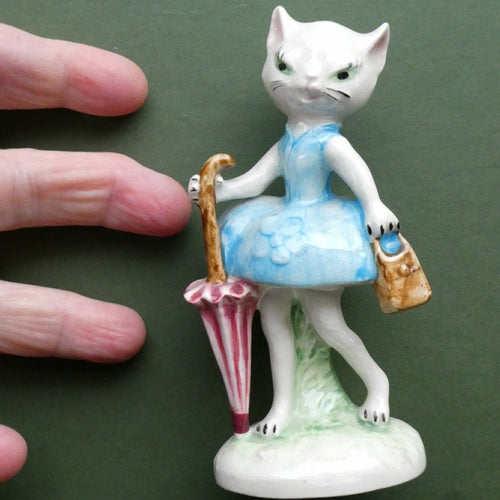 1960s Goebel Comical Lady Cat with Umbrella Designed by Albert Staehle