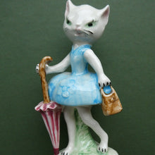 Load image into Gallery viewer, 1960s Goebel Comical Lady Cat with Umbrella Designed by Albert Staehle
