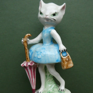 1960s Goebel Comical Lady Cat with Umbrella Designed by Albert Staehle
