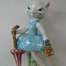 Load image into Gallery viewer, 1960s Goebel Comical Lady Cat with Umbrella Designed by Albert Staehle
