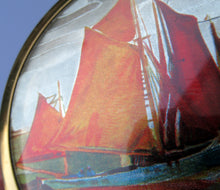 Load image into Gallery viewer, Coloured Foils Vintage Powder Compact with Sailing Ships in Harbour
