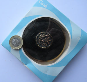 Vintage Boots the Chemist Black Enamel Pressed Powder Compact