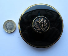 Load image into Gallery viewer, Vintage Boots the Chemist Black Enamel Pressed Powder Compact
