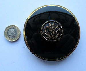 Vintage Boots the Chemist Black Enamel Pressed Powder Compact