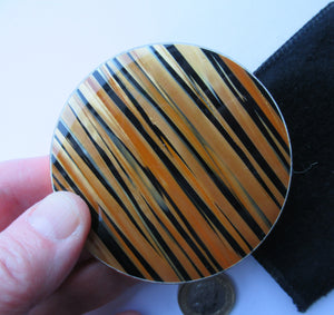 1960s Melissa Tiger Stripe Vintage Pressed Face Powder Compact