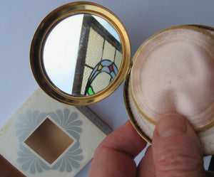 1960s Powder Compact with Incised Gold Abstract Ring Pattern 