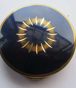 1960s Powder Compact with Incised Gold Abstract Ring Pattern 