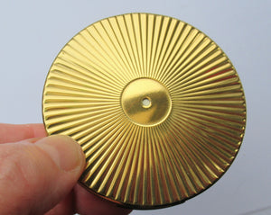 1960s Powder Compact with Incised Gold Abstract Ring Pattern 