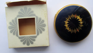 1960s Powder Compact with Incised Gold Abstract Ring Pattern 