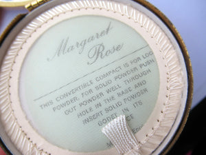 1960s Vintage Powder Compact Margaret Rose Red Enamel