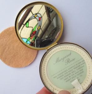 1960s Vintage Powder Compact Margaret Rose Red Enamel