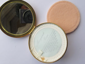 1960s Gold Tone Margaret Rose Face Powder Compact with Mock Cameo