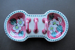 1920s Mak Merry Makmerry White Prunus Flower Toast Rack. Scottish Pottery