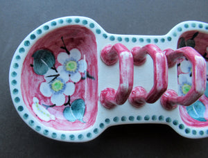 1920s Mak Merry Makmerry White Prunus Flower Toast Rack. Scottish Pottery
