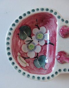1920s Mak Merry Makmerry White Prunus Flower Toast Rack. Scottish Pottery