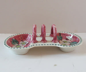 1920s Mak Merry Makmerry White Prunus Flower Toast Rack. Scottish Pottery
