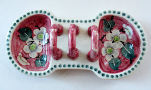 1920s Mak Merry Makmerry White Prunus Flower Toast Rack. Scottish Pottery