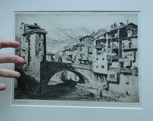 Load image into Gallery viewer, Lionel Arthur Lindsay Australian Artist 1920s Drypoint Old Bridge at Sospel
