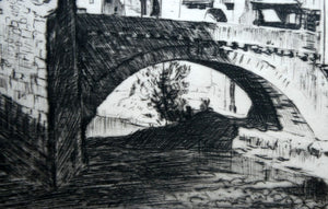 Lionel Arthur Lindsay Australian Artist 1920s Drypoint Old Bridge at Sospel