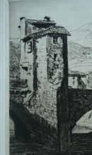 Load image into Gallery viewer, Lionel Arthur Lindsay Australian Artist 1920s Drypoint Old Bridge at Sospel
