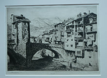 Load image into Gallery viewer, Lionel Arthur Lindsay Australian Artist 1920s Drypoint Old Bridge at Sospel
