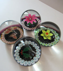 Colin Terris William Manson Set of Four Seasons Caithness Glass Vintage Paperweights 1979