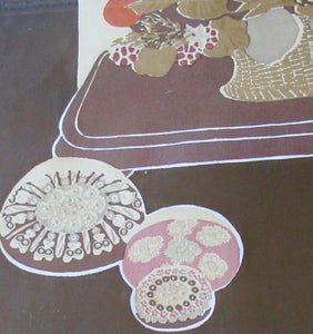 Bel Cowie 1975 Artist's Proof Screenprint. Flowers and Scottish Paperweights. Entitled Enclosed