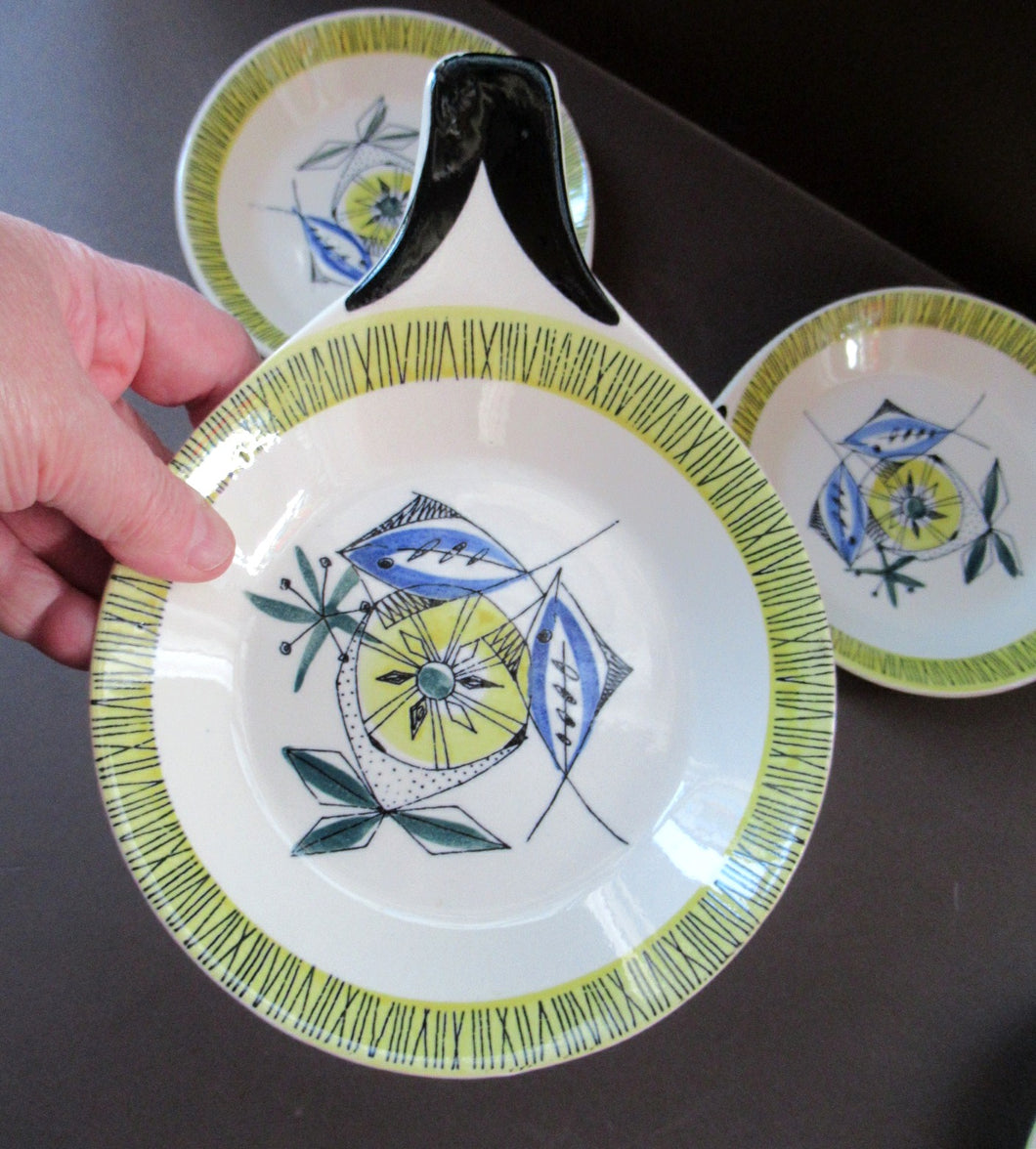 NORWEGIAN Flamingo Open Serving Dish / Skillet with Abstract Fish Design. Bamboo Pattern (Bambus) Designed by Inger Waage