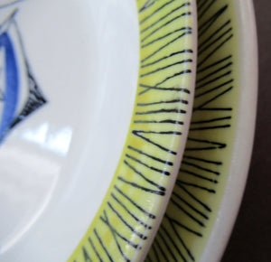 NORWEGIAN Flamingo Open Serving Dish / Skillet with Abstract Fish Design. Bamboo Pattern (Bambus) Designed by Inger Waage
