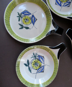 NORWEGIAN Flamingo Open Serving Dish / Skillet with Abstract Fish Design. Bamboo Pattern (Bambus) Designed by Inger Waage