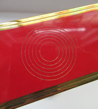 Load image into Gallery viewer, 1950s Red Enamel Topped and Glass Vanity Pots and Bottles. Vintage Glamour
