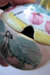 Antique Scottish Pottery. 1920s MakMerry Mak Merry Jam Pot. Cherry Pattern
