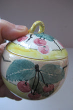 Load image into Gallery viewer, Antique Scottish Pottery. 1920s MakMerry Mak Merry Jam Pot. Cherry Pattern
