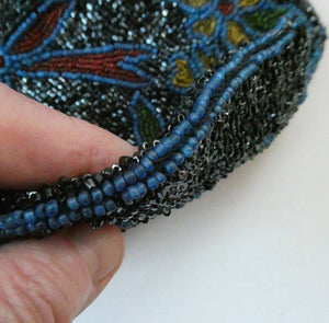 Antique Edwardian Glass Micro Bead Evening Bag with Celluloid Clasp