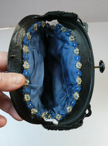 Antique Edwardian Glass Micro Bead Evening Bag with Celluloid Clasp