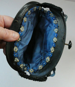 Antique Edwardian Glass Micro Bead Evening Bag with Celluloid Clasp