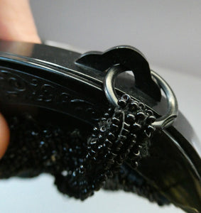 Antique Edwardian Glass Micro Bead Evening Bag with Celluloid Clasp