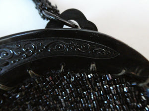 Antique Edwardian Glass Micro Bead Evening Bag with Celluloid Clasp