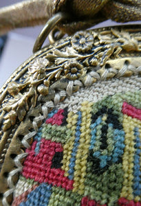 1930s Art Deco Aztec Revival Embroidered Tapesty Evening Bag