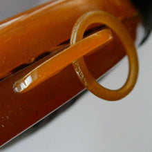 Load image into Gallery viewer, rt Deco Bauhaus Tapestry Bag 1930s with Amber Bakelite Handles
