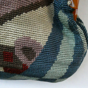 rt Deco Bauhaus Tapestry Bag 1930s with Amber Bakelite Handles