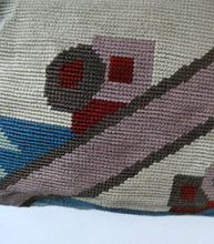 Load image into Gallery viewer, rt Deco Bauhaus Tapestry Bag 1930s with Amber Bakelite Handles
