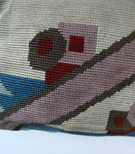 rt Deco Bauhaus Tapestry Bag 1930s with Amber Bakelite Handles
