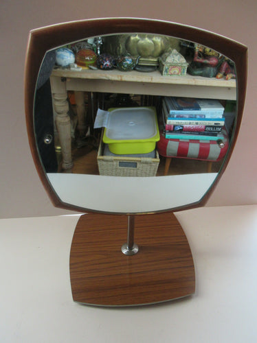 G-Plan Style Teak Veneer Tabletop Desktop Mirror Rotating 1960s