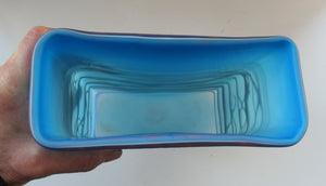 Saaed Golkar Iranian Iran Art Glass Vase. Oblong Blue with Glass Trails