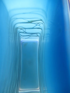 Saaed Golkar Iranian Iran Art Glass Vase. Oblong Blue with Glass Trails