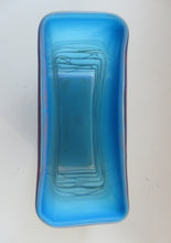 Load image into Gallery viewer, Saaed Golkar Iranian Iran Art Glass Vase. Oblong Blue with Glass Trails
