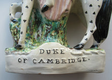 Load image into Gallery viewer, Antique Staffordshire Flatback Figurine. The Duke of Cambridge on Horseback

